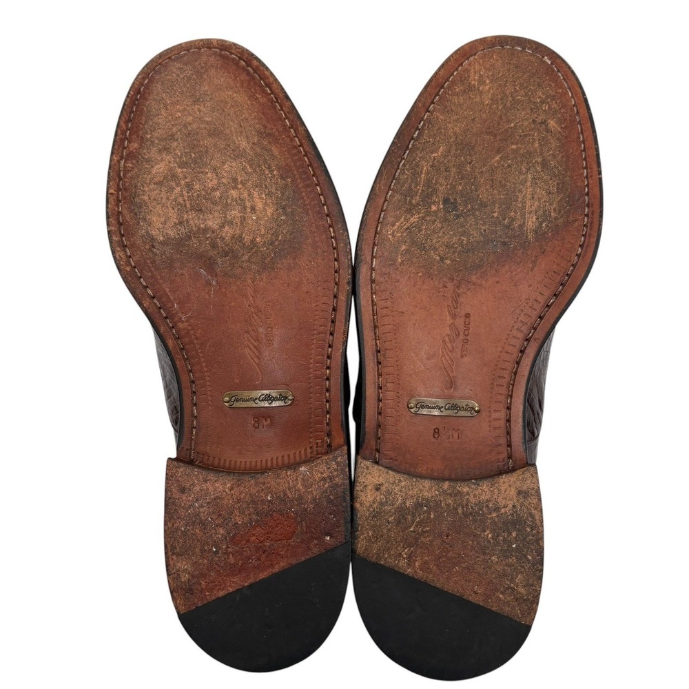 Mezlan Platinum Alligator Leather Loafer Mens 8.5 M Brown Slip On Shoes Spain - Picture 7 of 11